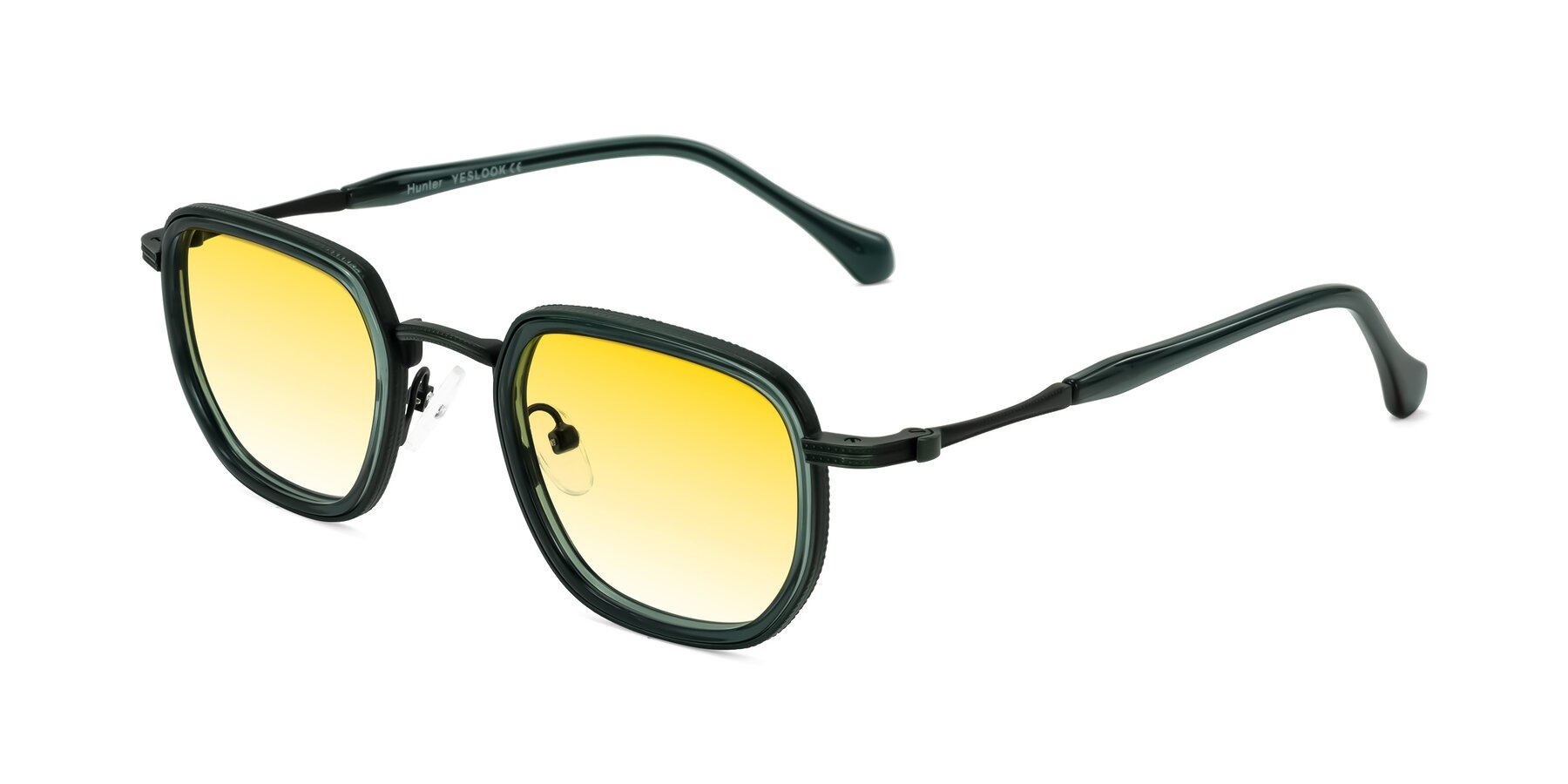 Angle of Hunter in Deep Forest Green with Yellow Gradient Lenses