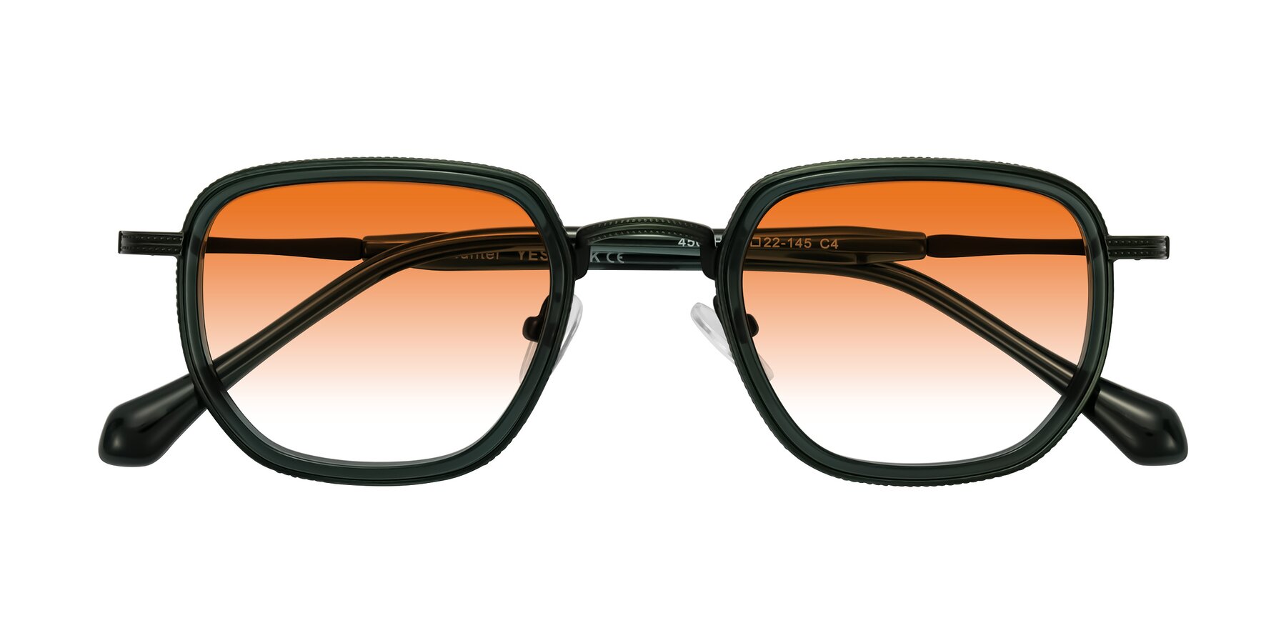 Folded Front of Hunter in Deep Forest Green with Orange Gradient Lenses