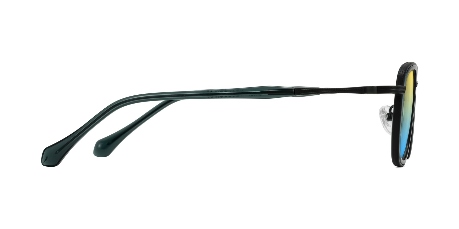 Side of Hunter in Deep Forest Green with Yellow / Blue Gradient Lenses