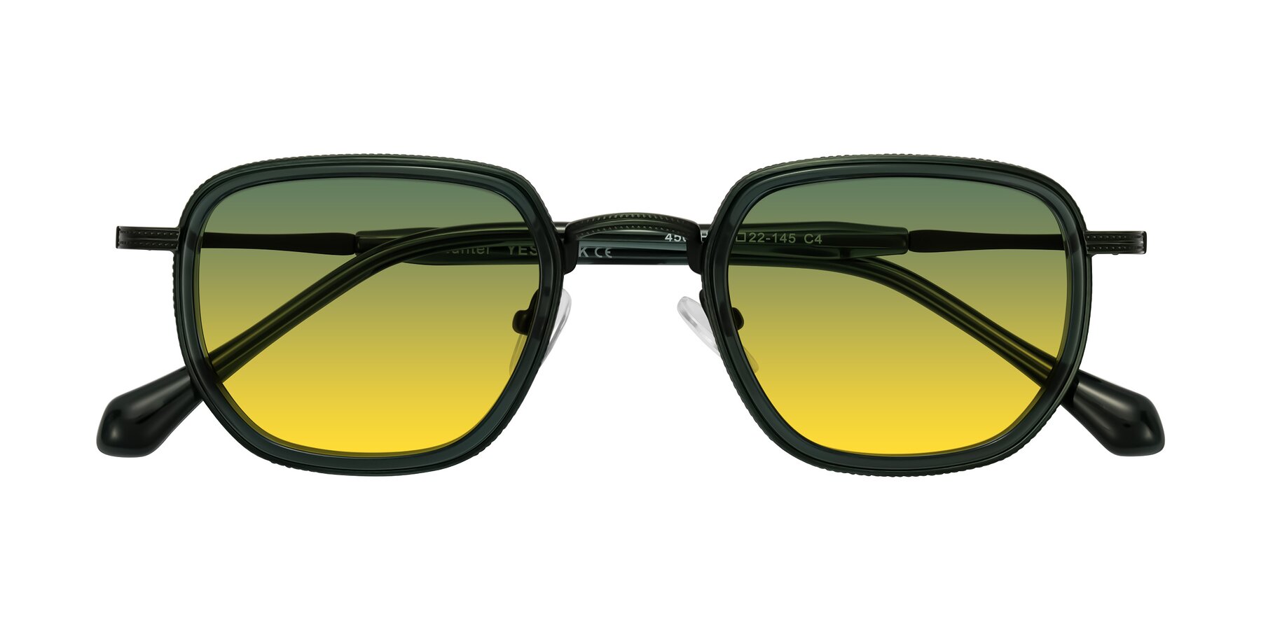 Folded Front of Hunter in Deep Forest Green with Green / Yellow Gradient Lenses
