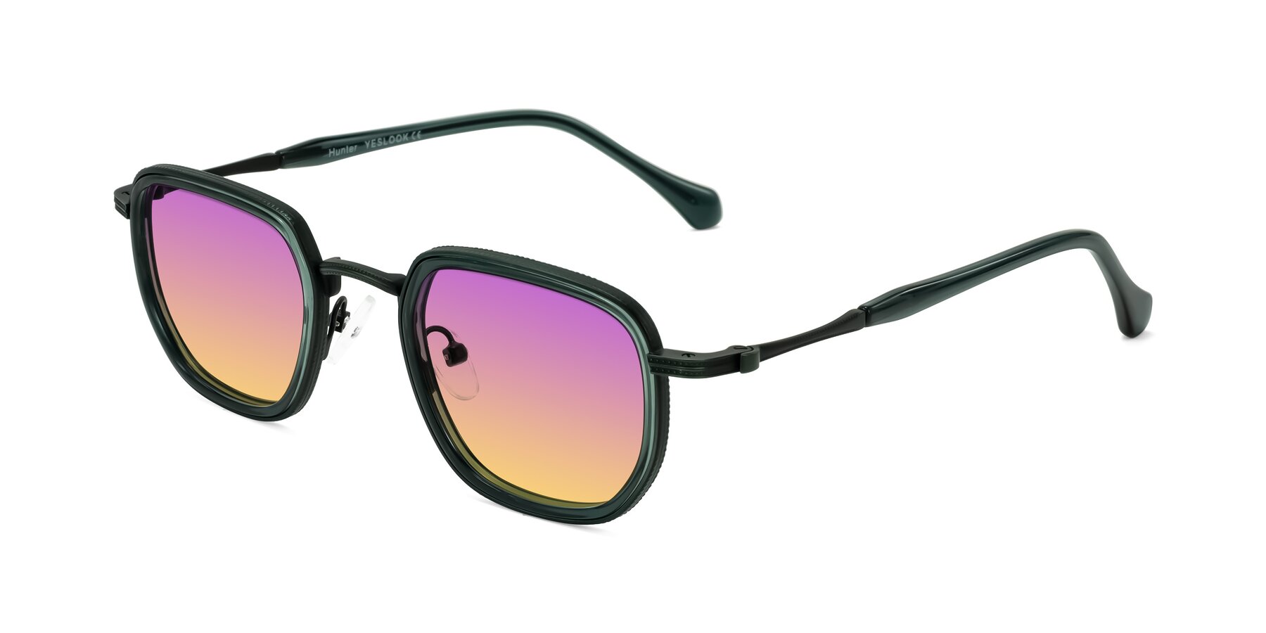 Angle of Hunter in Deep Forest Green with Purple / Yellow Gradient Lenses