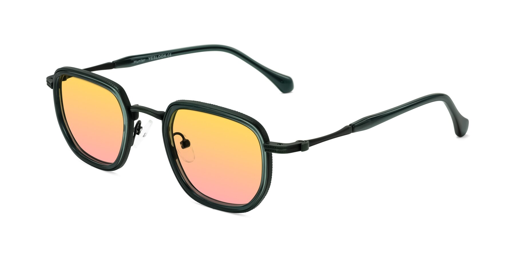 Angle of Hunter in Deep Forest Green with Yellow / Pink Gradient Lenses
