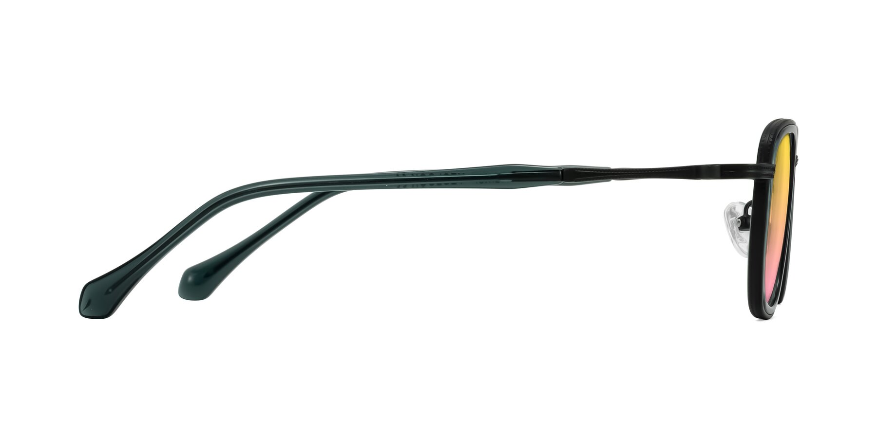 Side of Hunter in Deep Forest Green with Yellow / Pink Gradient Lenses