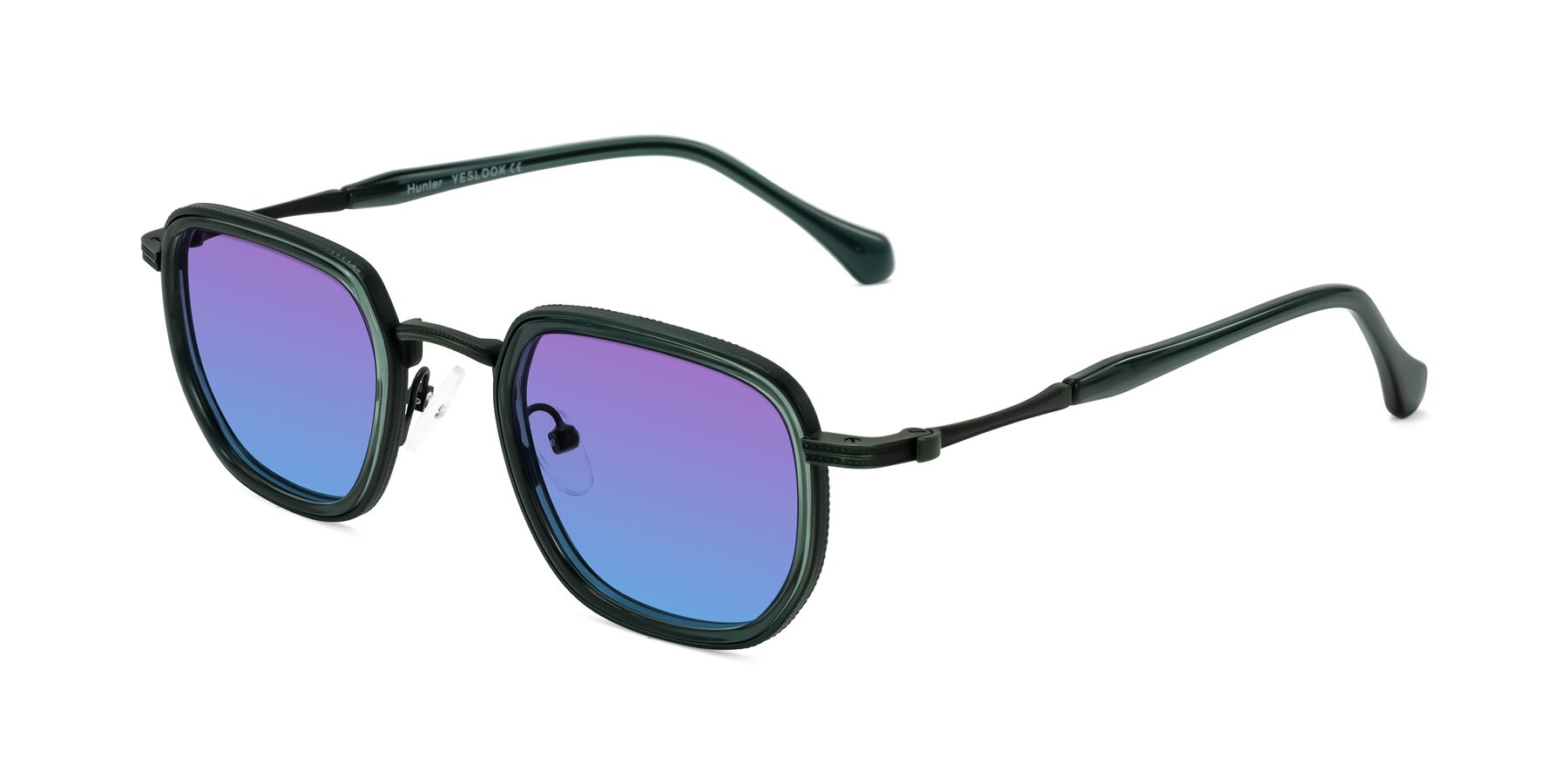 Angle of Hunter in Deep Forest Green with Purple / Blue Gradient Lenses