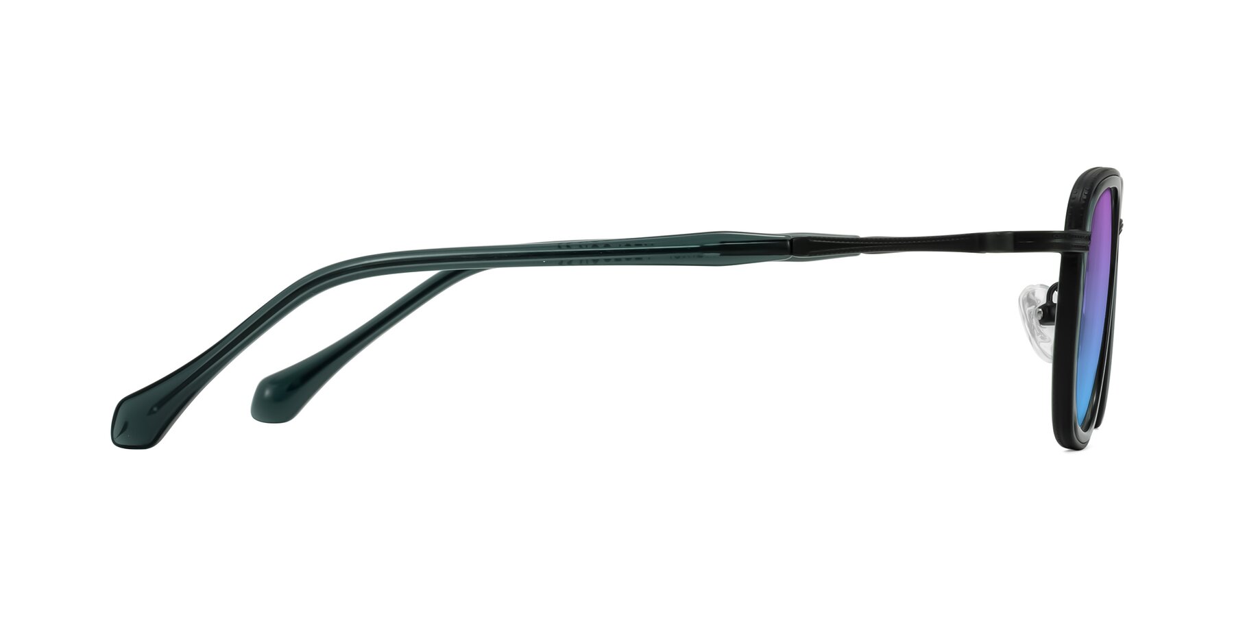 Side of Hunter in Deep Forest Green with Purple / Blue Gradient Lenses