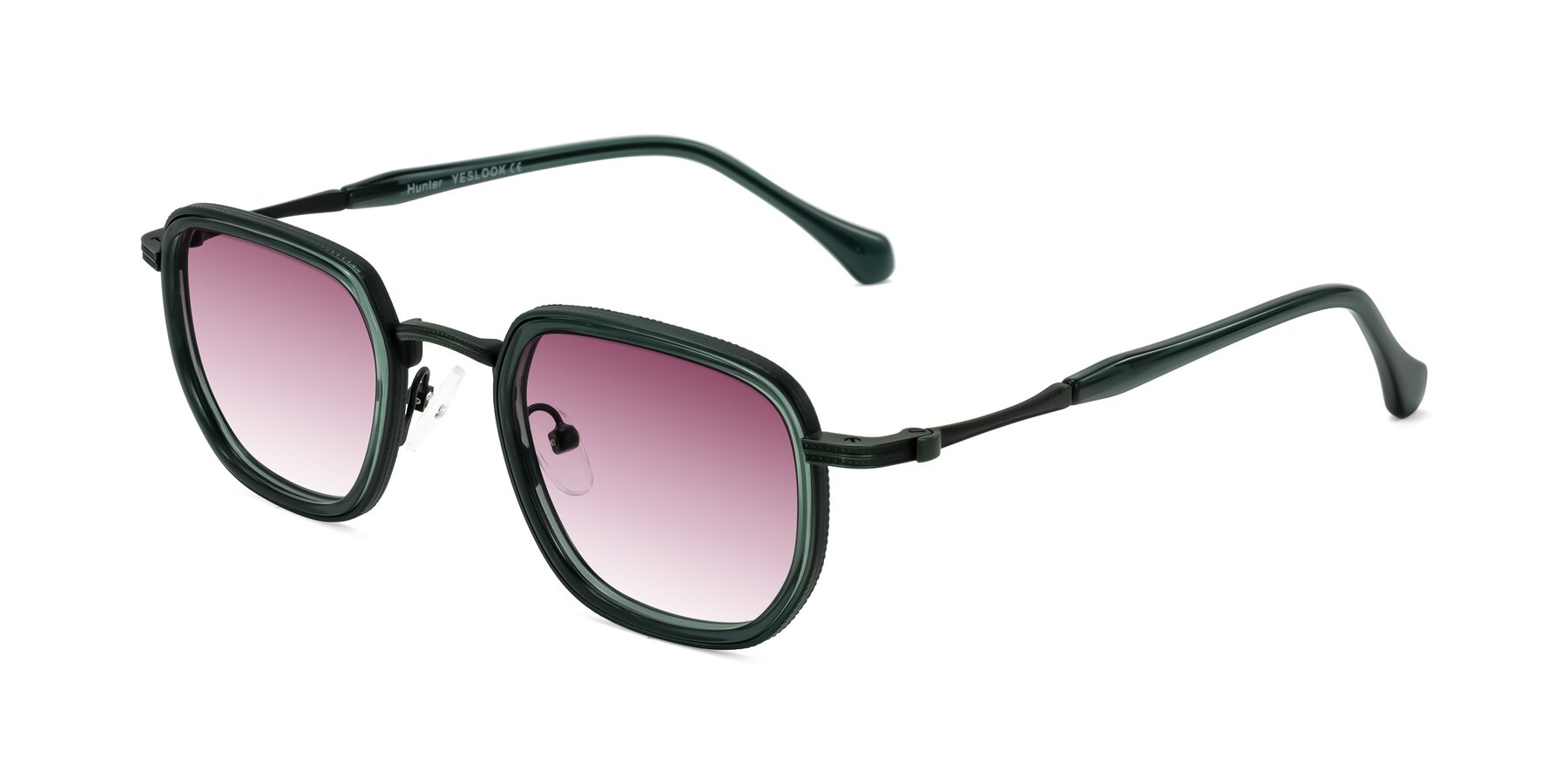 Angle of Hunter in Deep Forest Green with Wine Gradient Lenses