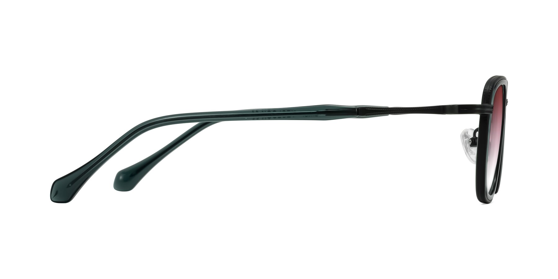 Side of Hunter in Deep Forest Green with Garnet Gradient Lenses