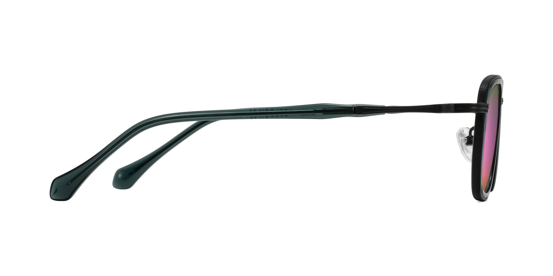 Side of Hunter in Deep Forest Green with Pink Mirrored Lenses