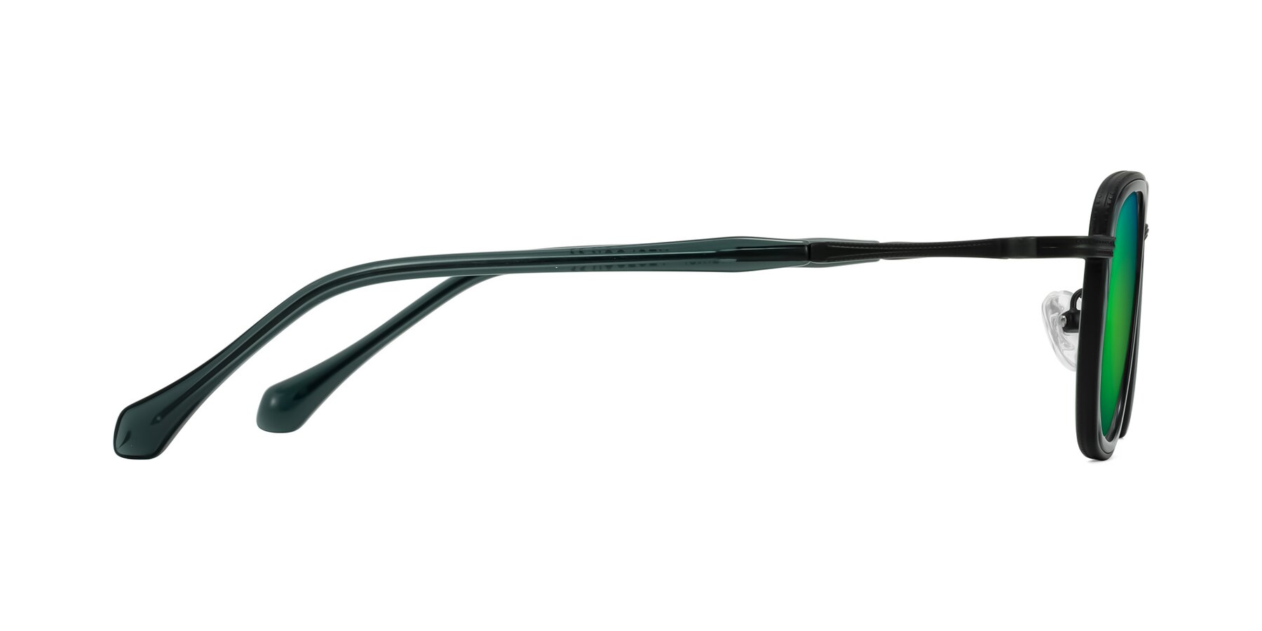 Side of Hunter in Deep Forest Green with Green Mirrored Lenses