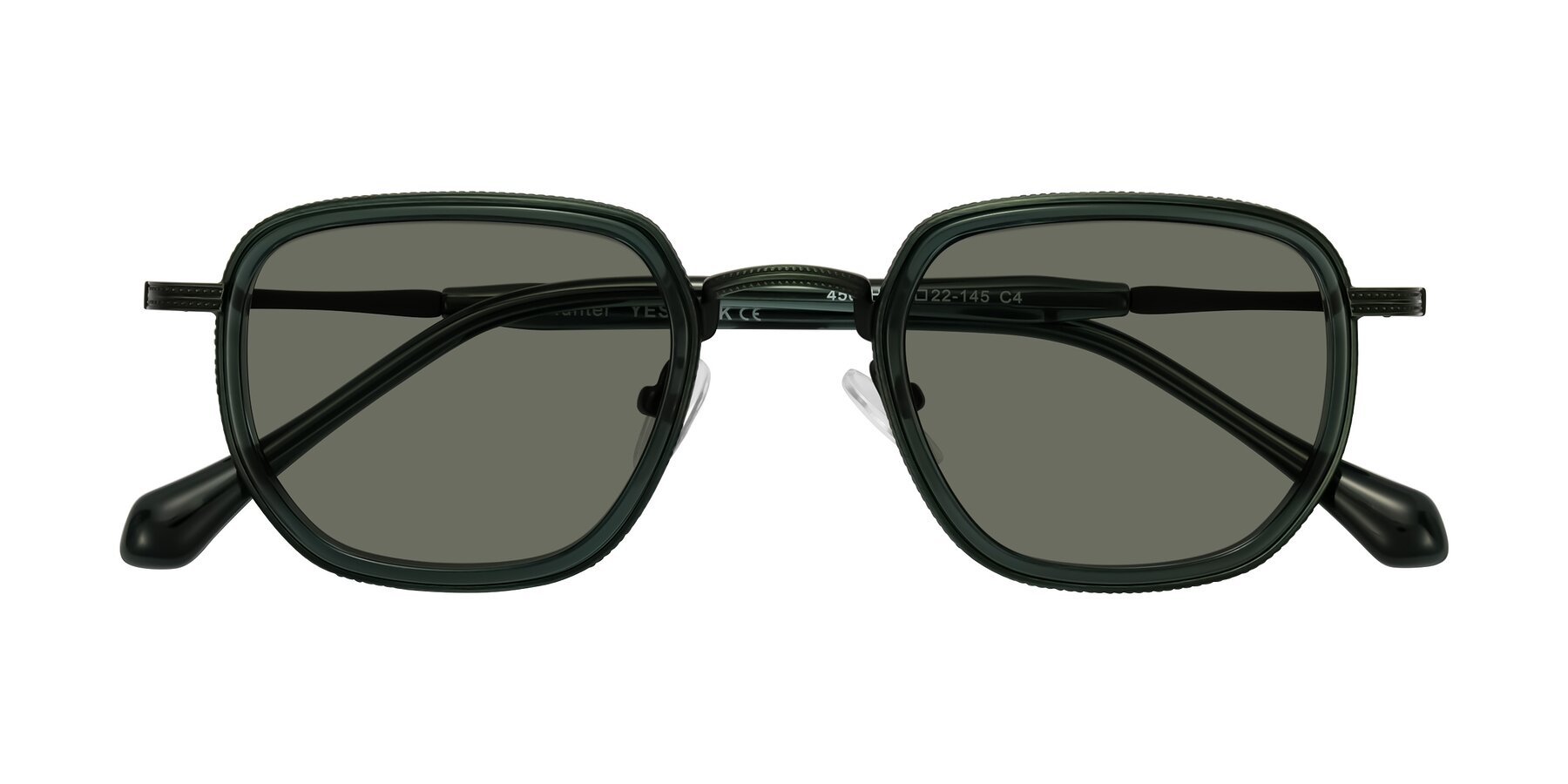 Folded Front of Hunter in Deep Forest Green with Gray Polarized Lenses