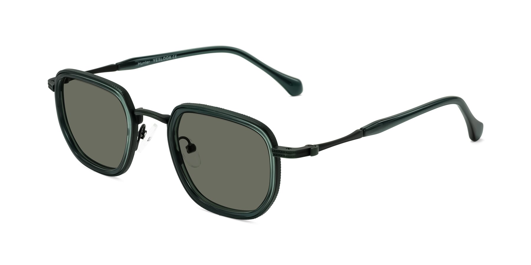 Angle of Hunter in Deep Forest Green with Gray Polarized Lenses