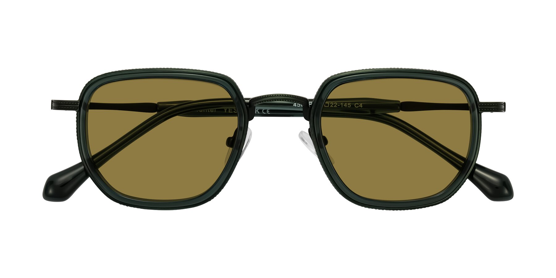 Folded Front of Hunter in Deep Forest Green with Brown Polarized Lenses