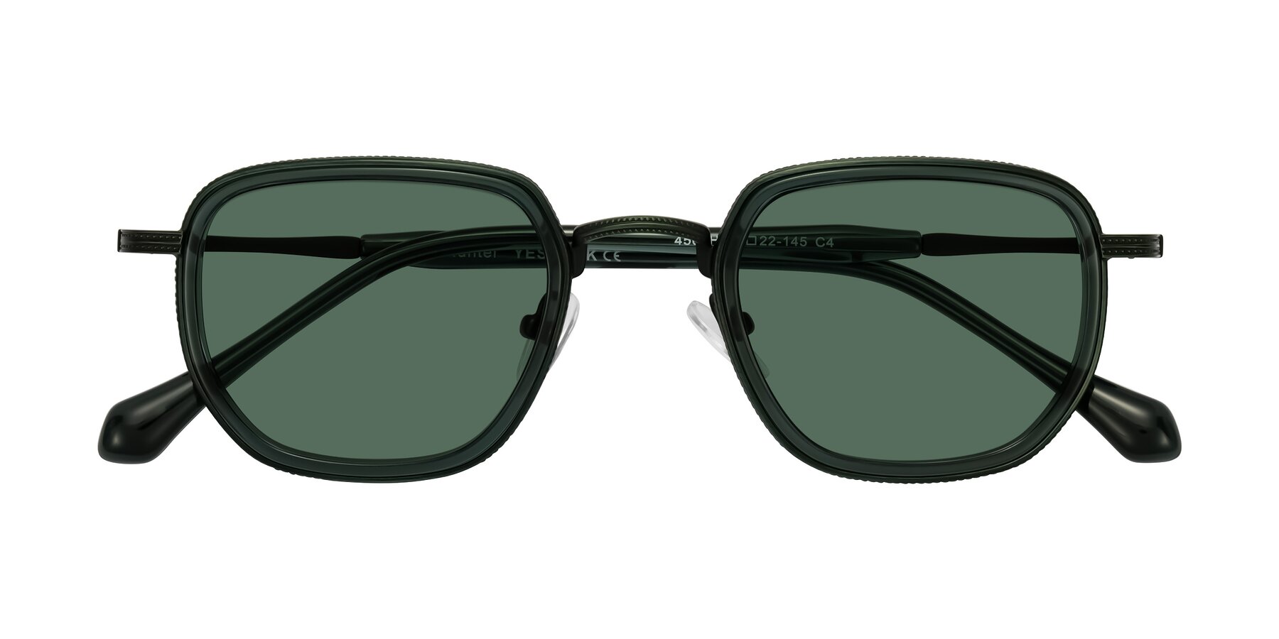 Folded Front of Hunter in Deep Forest Green with Green Polarized Lenses