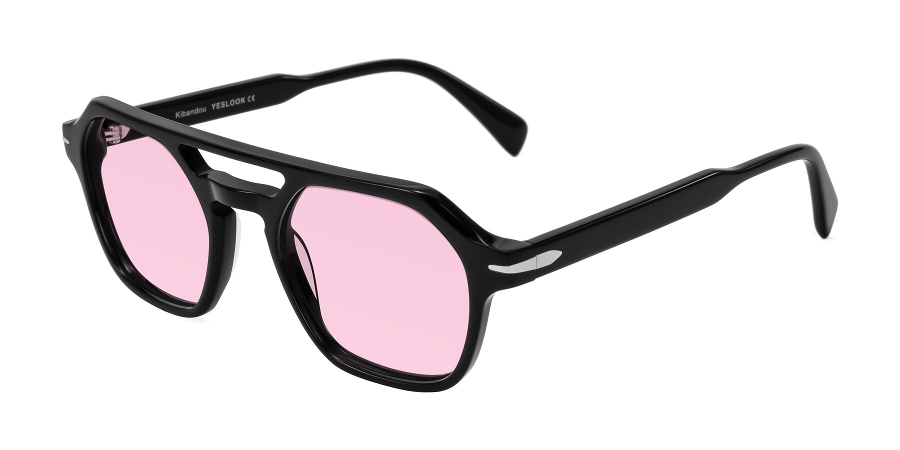 Angle of Kibandou in Black with Light Pink Tinted Lenses