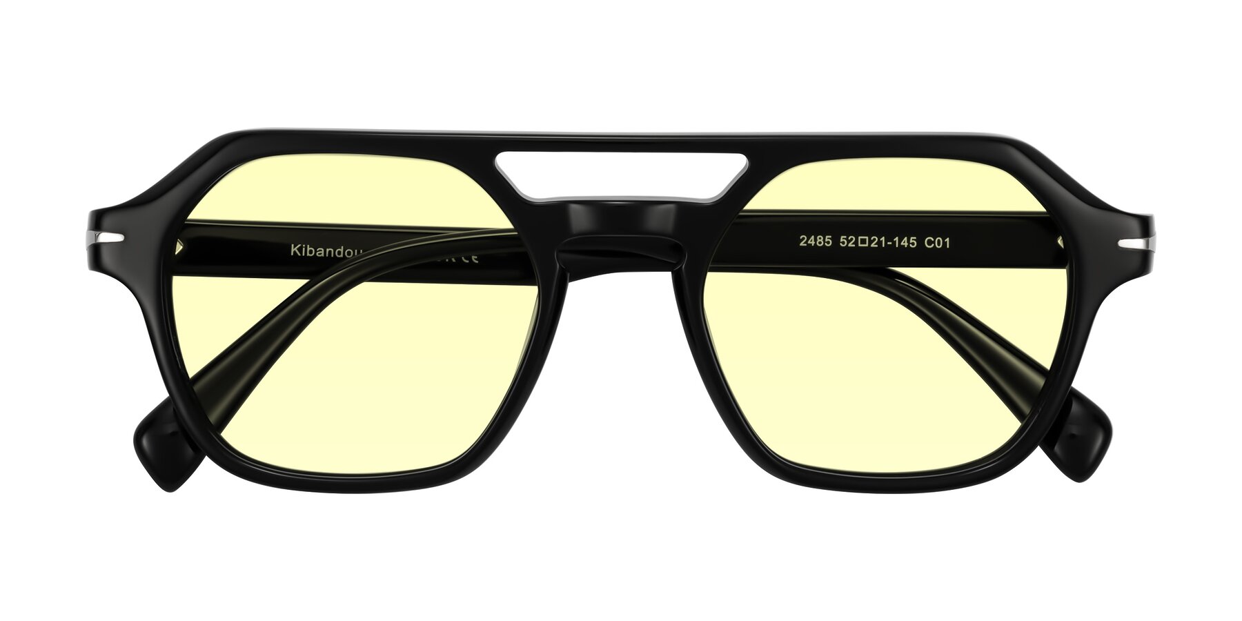 Folded Front of Kibandou in Black with Light Yellow Tinted Lenses