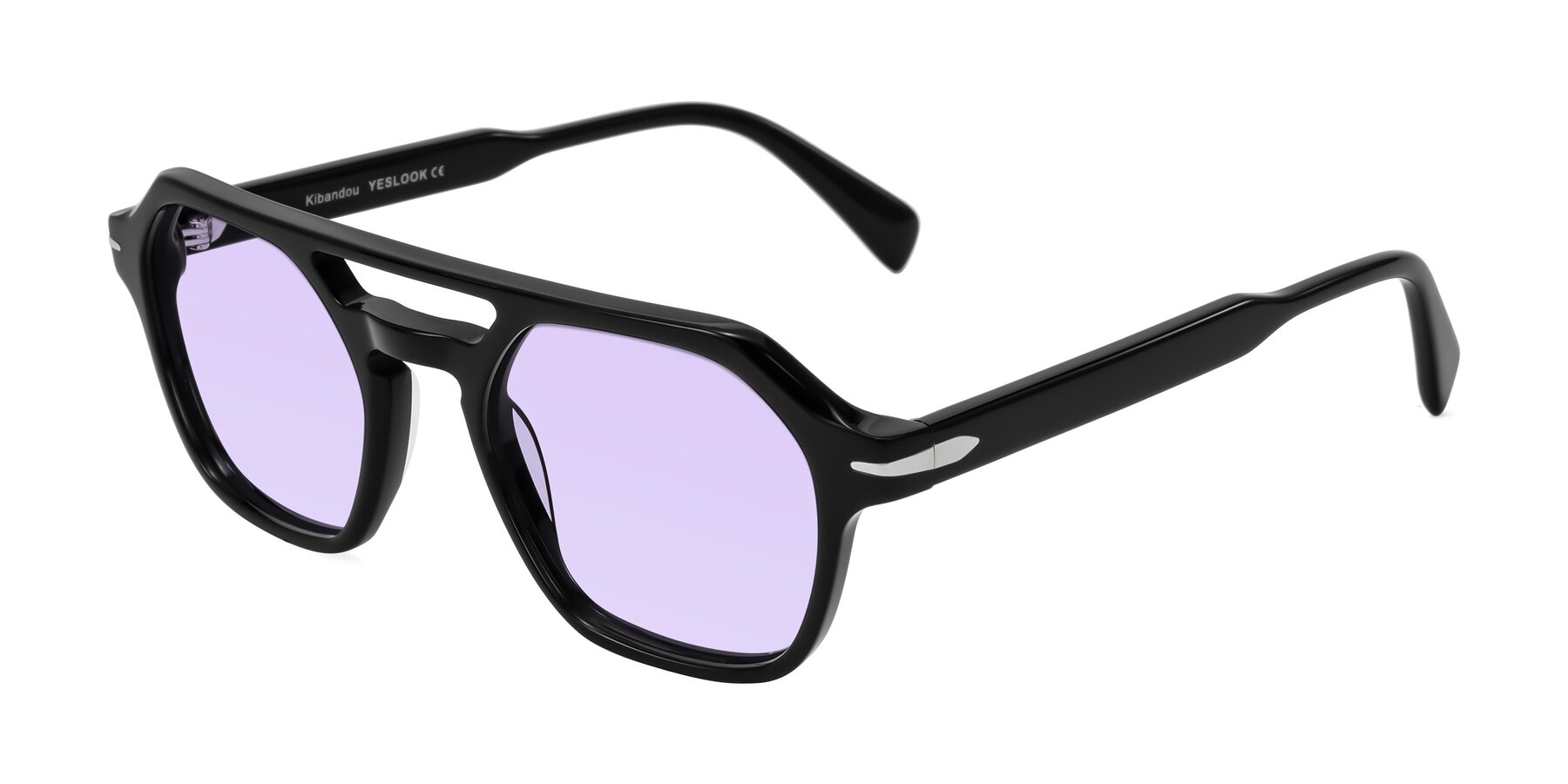 Angle of Kibandou in Black with Light Purple Tinted Lenses