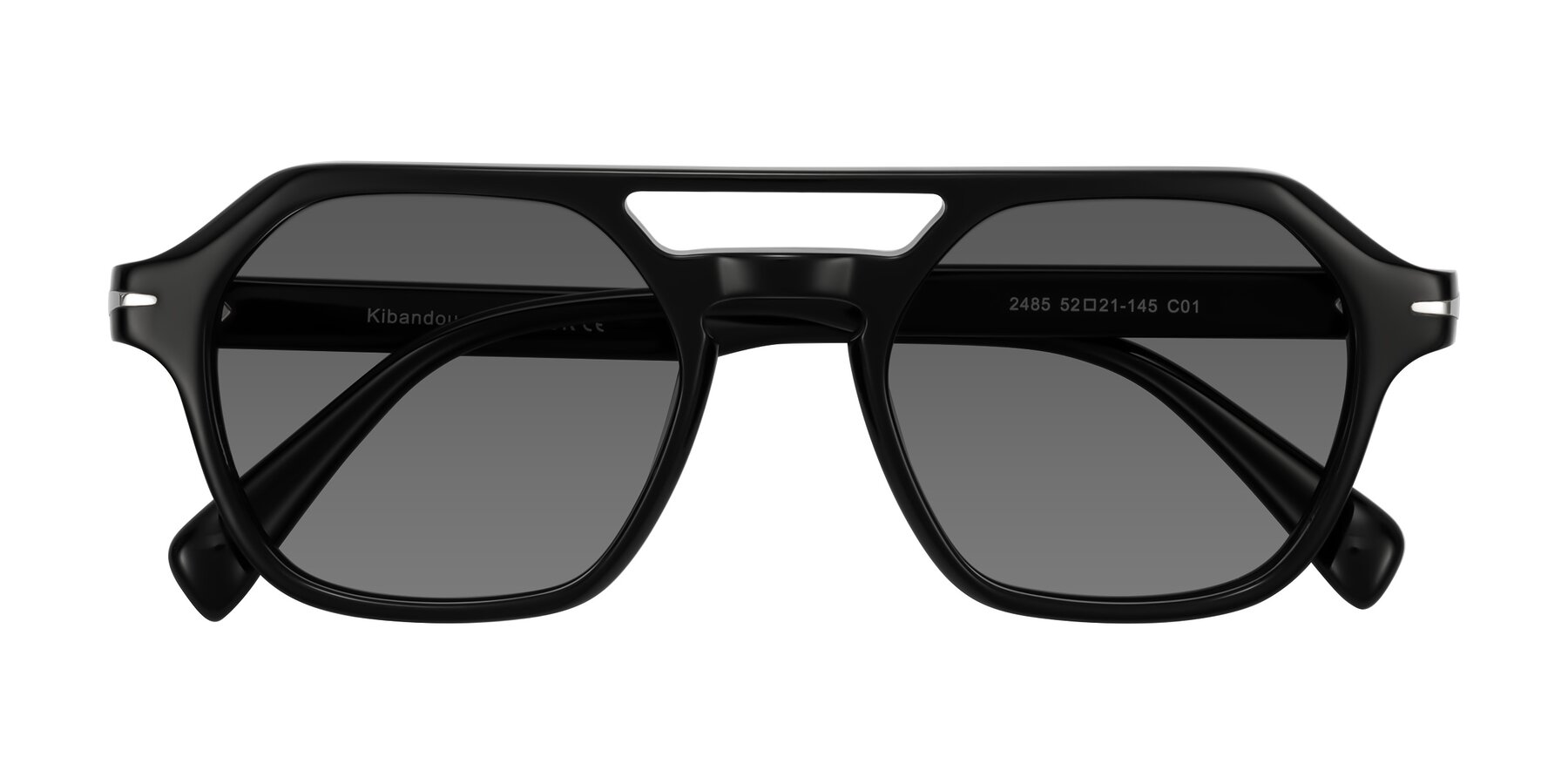 Folded Front of Kibandou in Black with Medium Gray Tinted Lenses