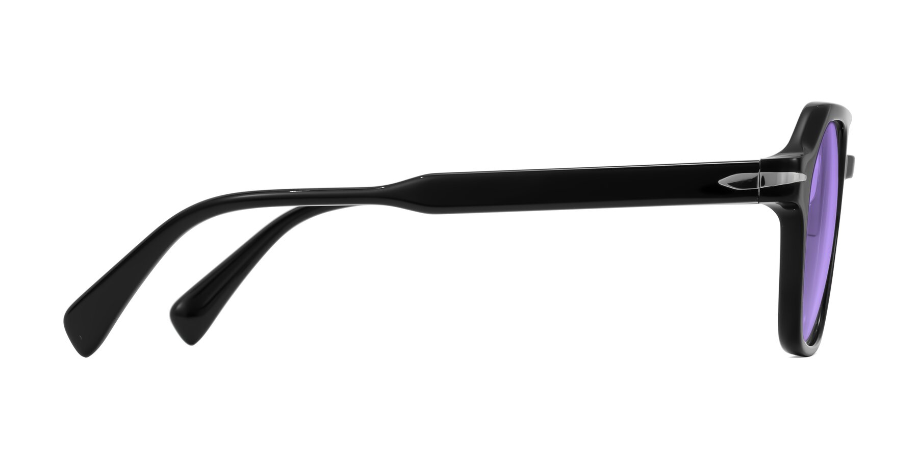 Side of Kibandou in Black with Medium Purple Tinted Lenses