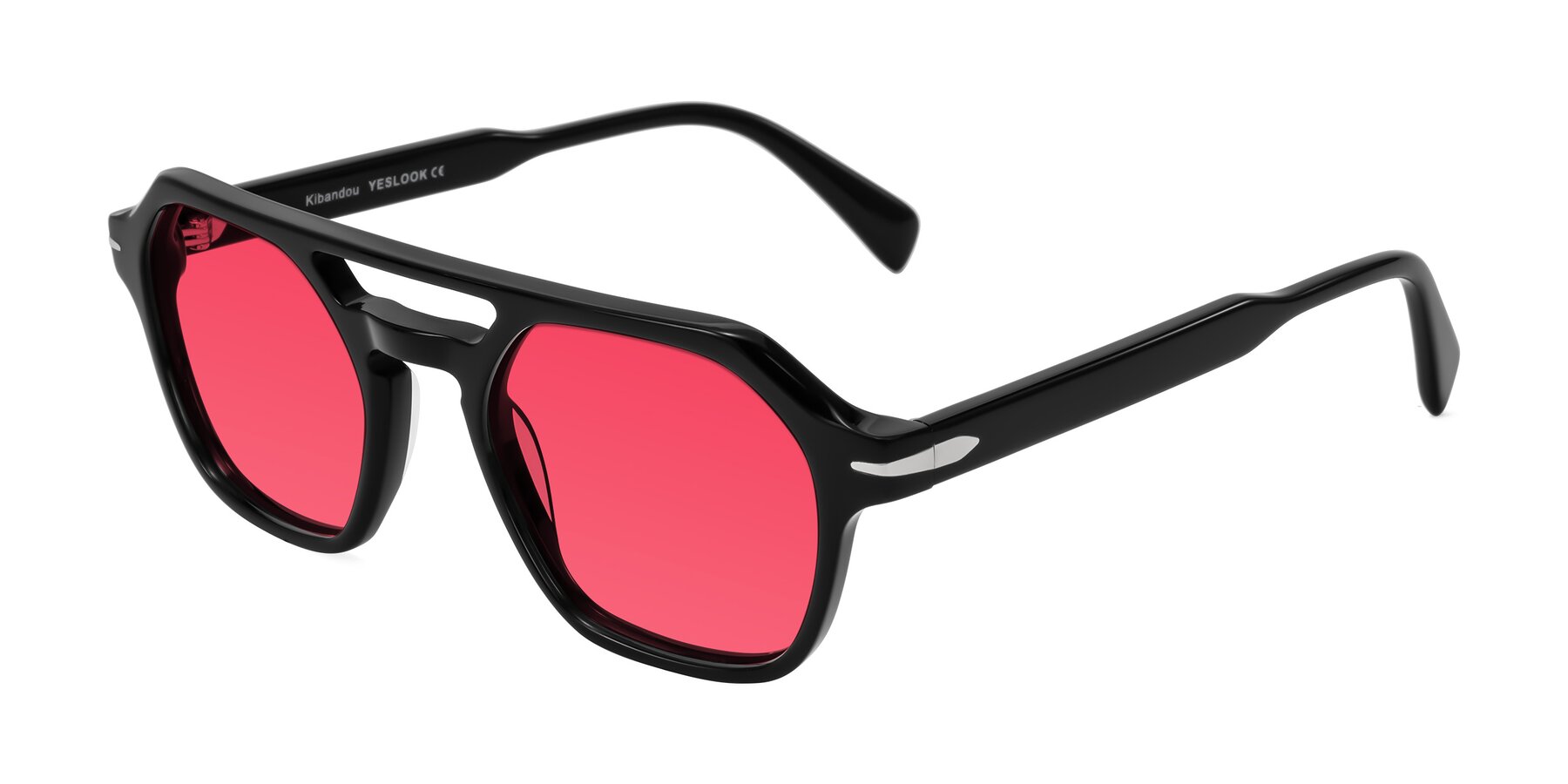 Angle of Kibandou in Black with Red Tinted Lenses