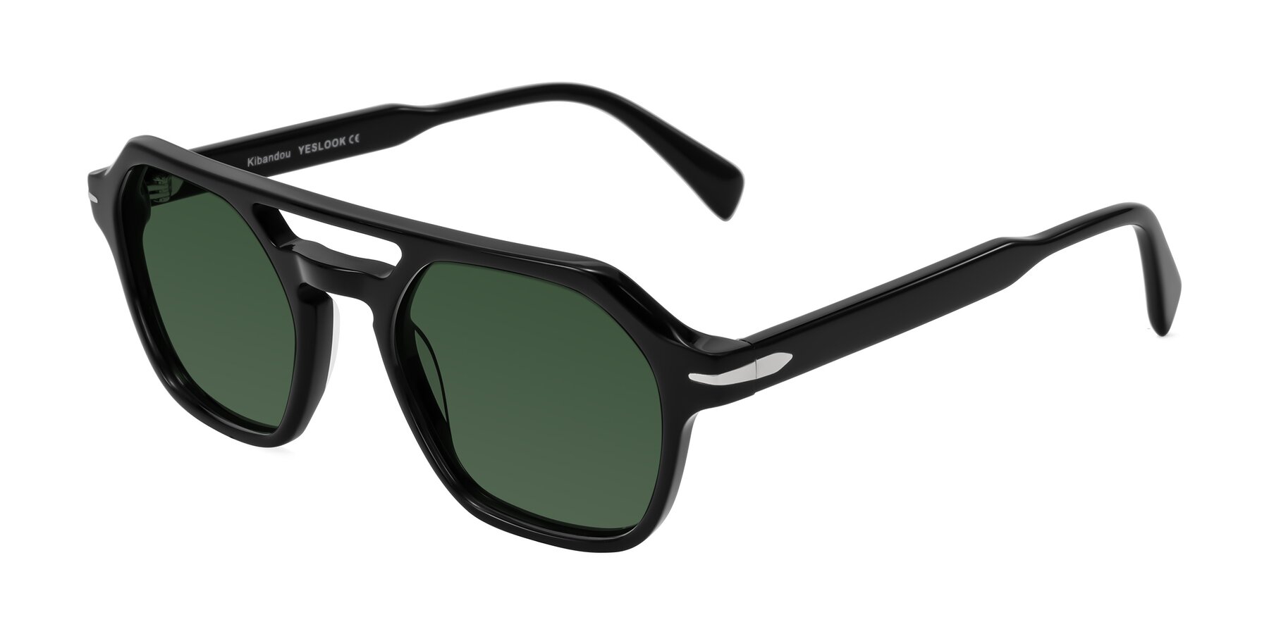 Angle of Kibandou in Black with Green Tinted Lenses
