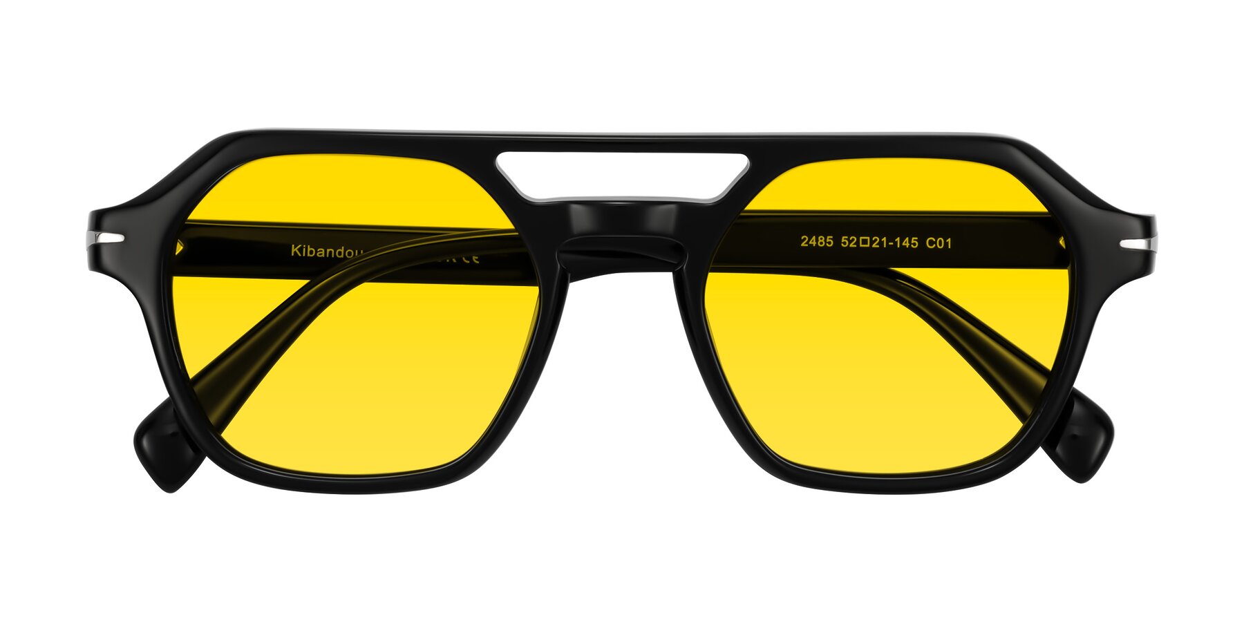 Folded Front of Kibandou in Black with Yellow Tinted Lenses
