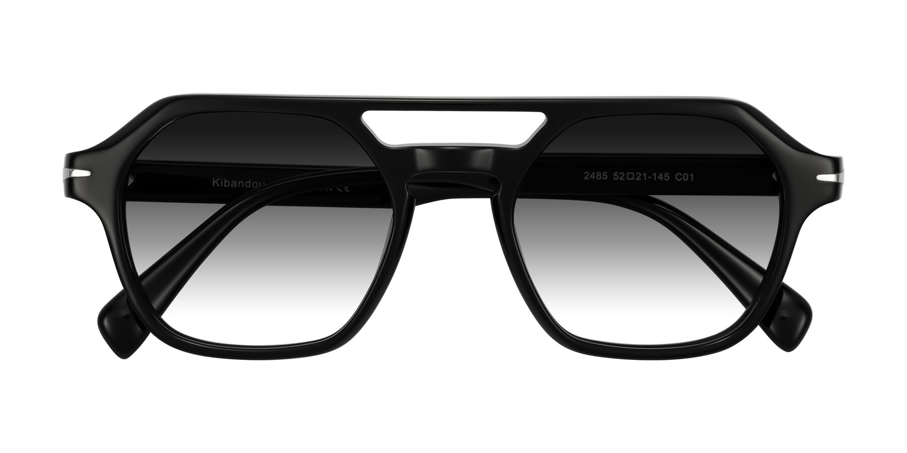 Folded Front of Kibandou in Black with Gray Gradient Lenses