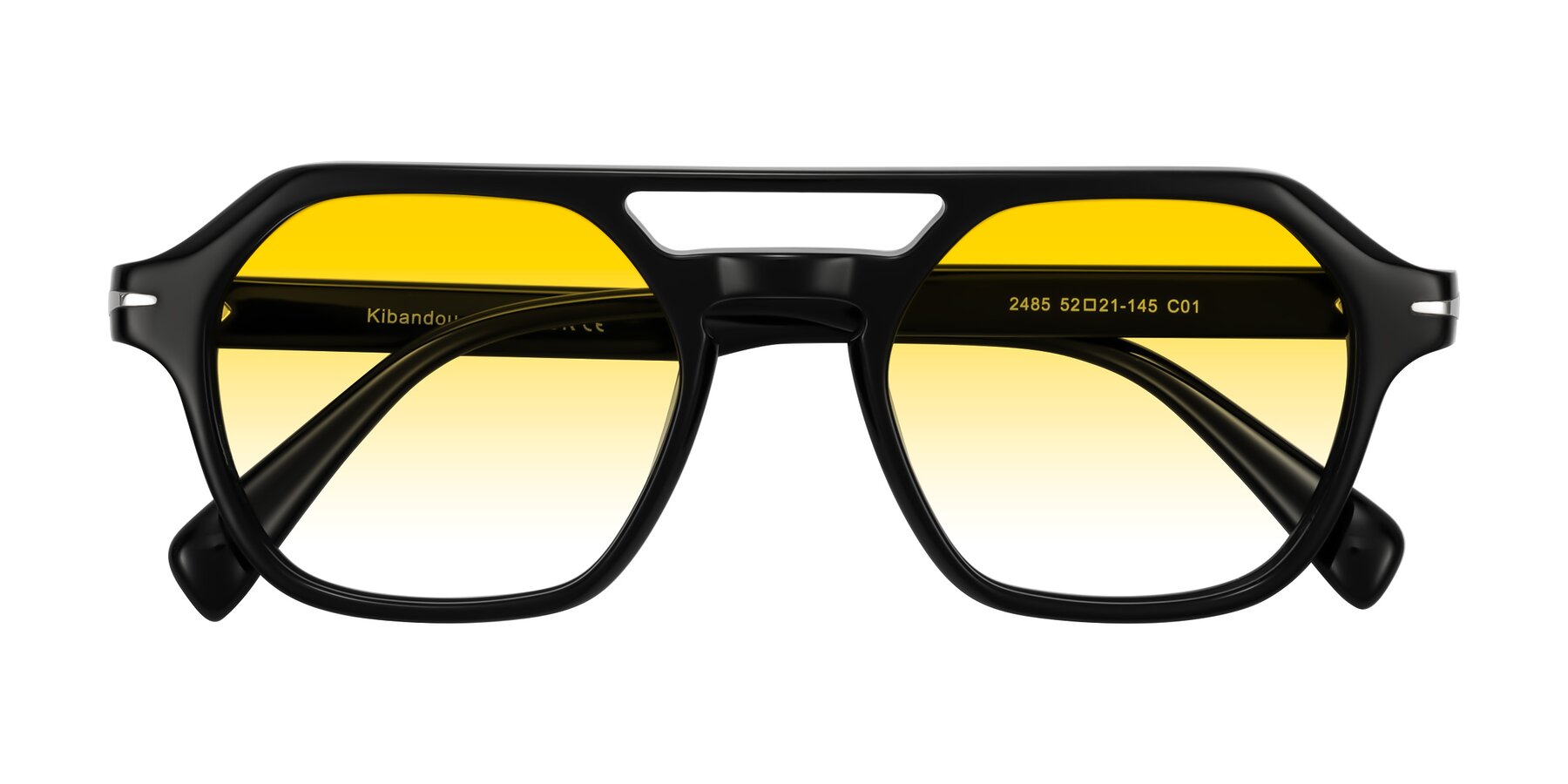 Folded Front of Kibandou in Black with Yellow Gradient Lenses