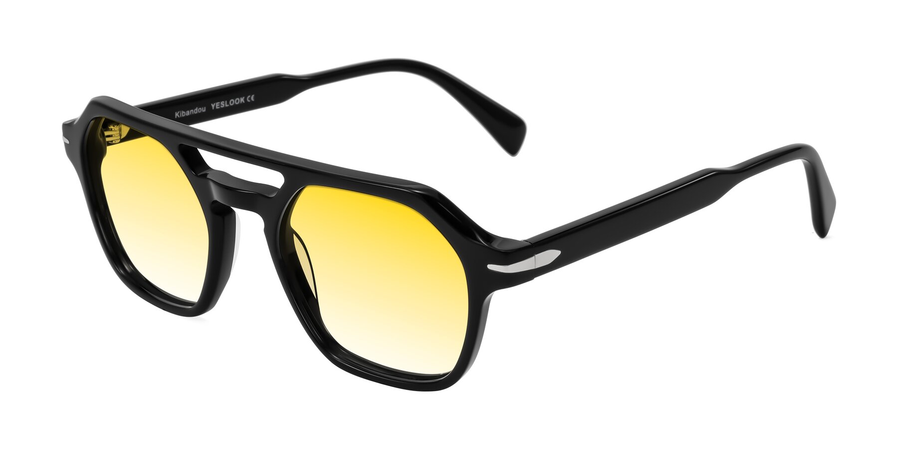 Angle of Kibandou in Black with Yellow Gradient Lenses