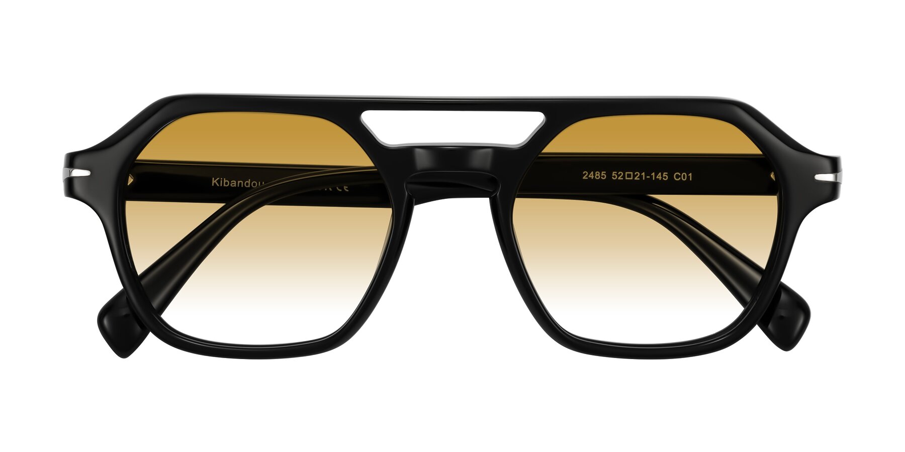 Folded Front of Kibandou in Black with Champagne Gradient Lenses