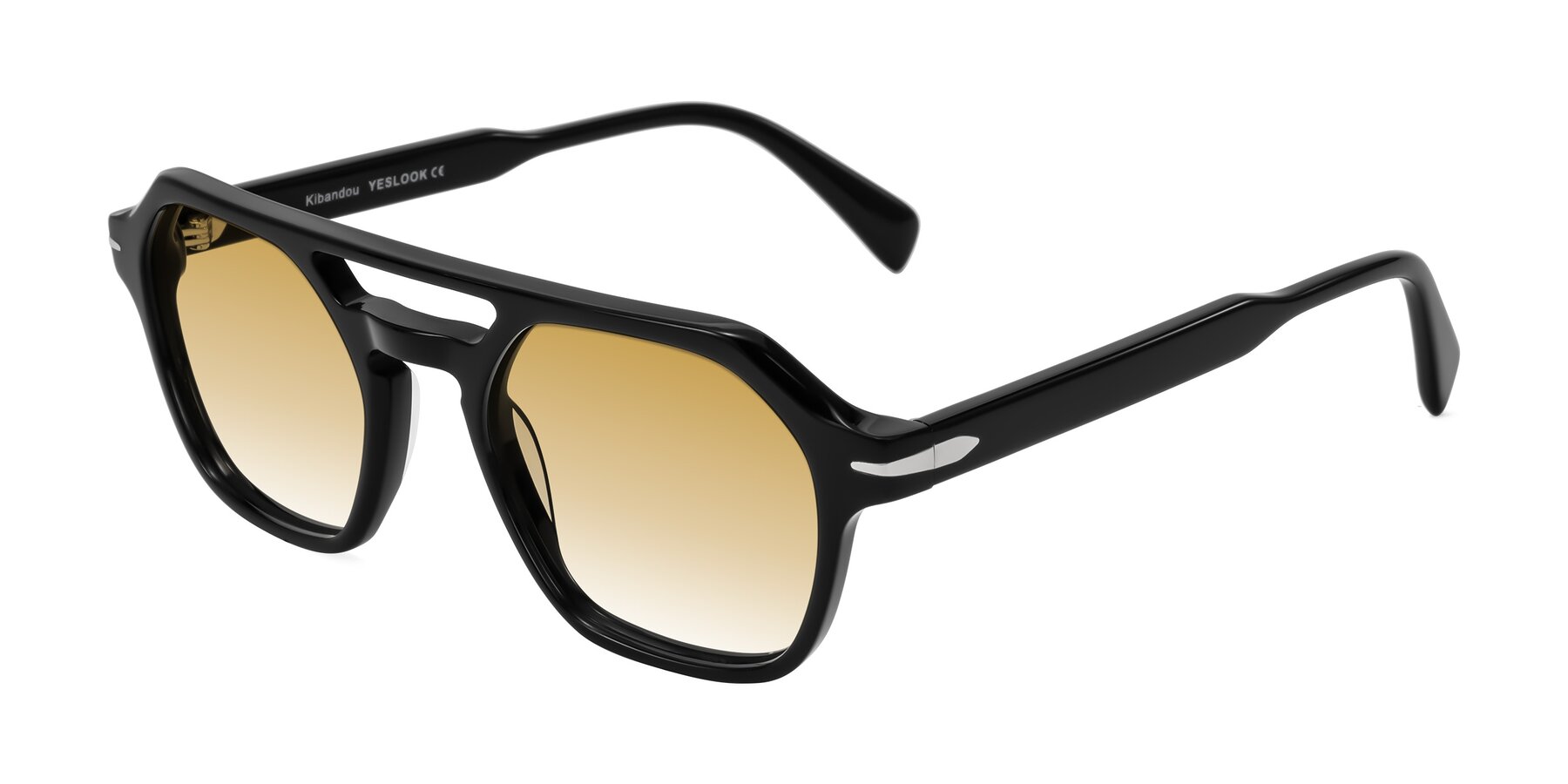 Angle of Kibandou in Black with Champagne Gradient Lenses