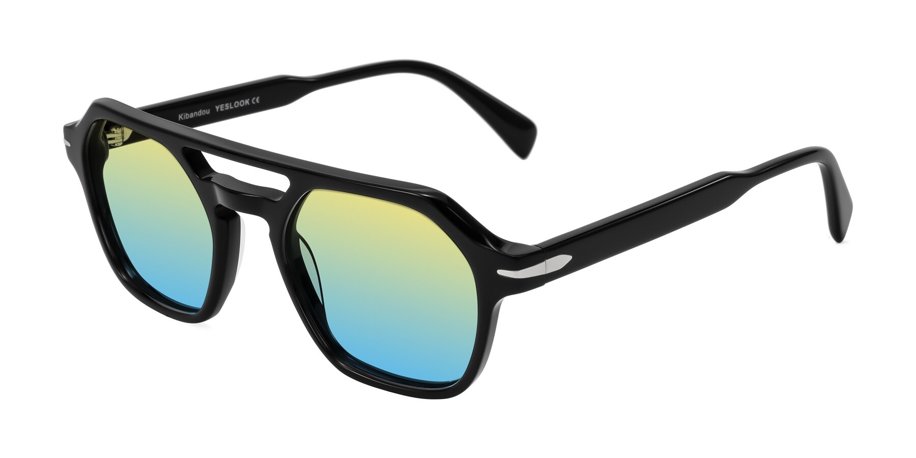 Angle of Kibandou in Black with Yellow / Blue Gradient Lenses