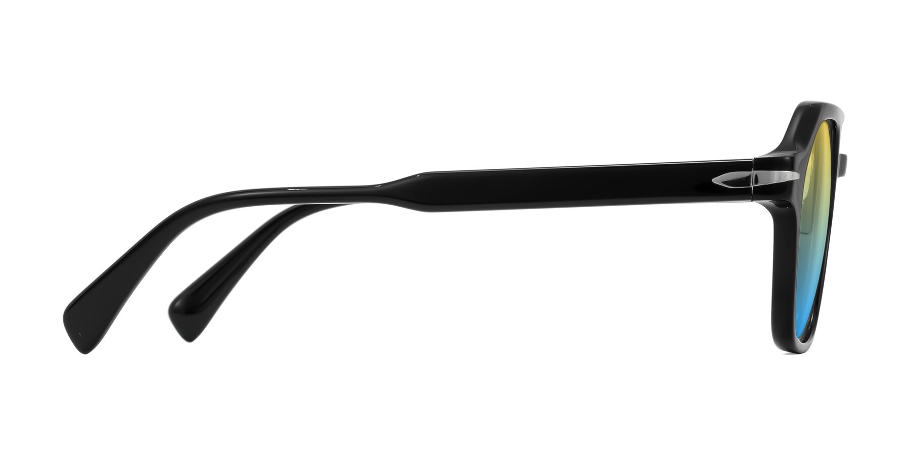 Side of Kibandou in Black with Yellow / Blue Gradient Lenses