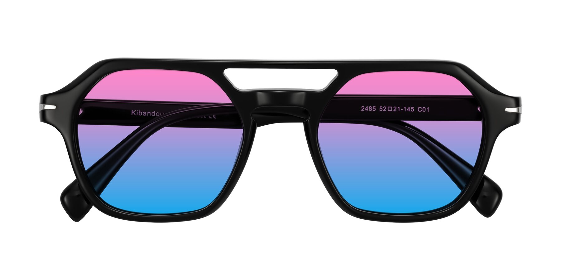 Folded Front of Kibandou in Black with Pink / Blue Gradient Lenses