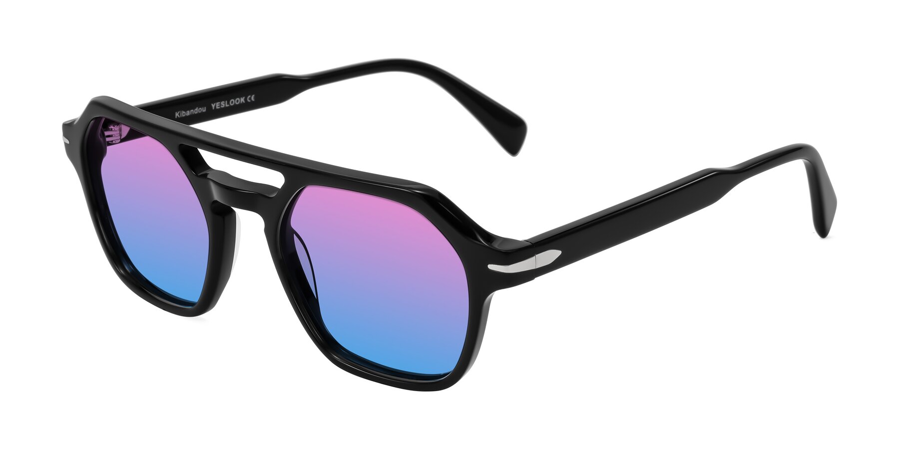 Angle of Kibandou in Black with Pink / Blue Gradient Lenses