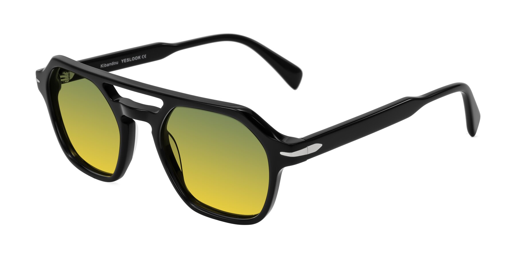 Angle of Kibandou in Black with Green / Yellow Gradient Lenses