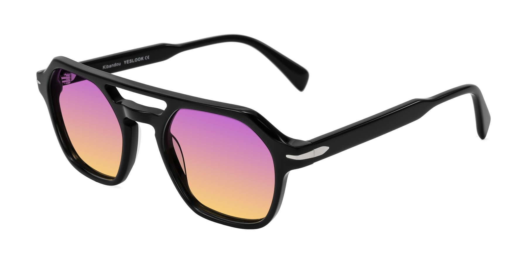 Angle of Kibandou in Black with Purple / Yellow Gradient Lenses