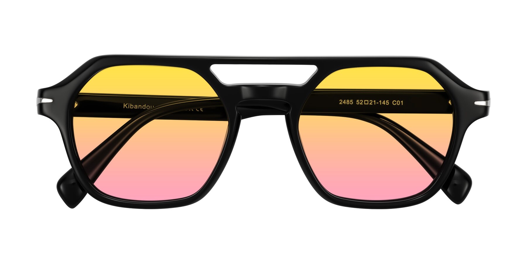 Folded Front of Kibandou in Black with Yellow / Pink Gradient Lenses