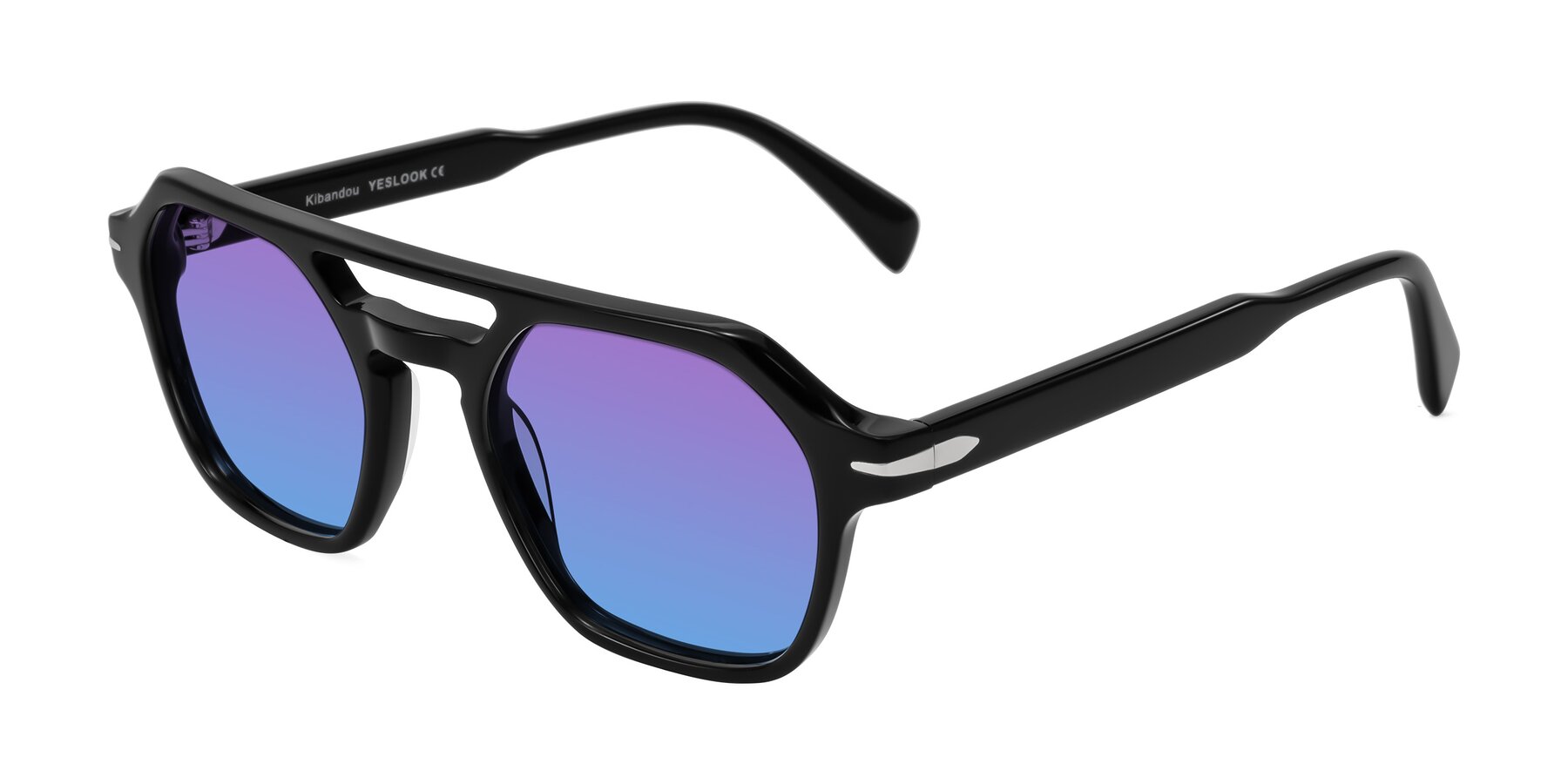 Angle of Kibandou in Black with Purple / Blue Gradient Lenses