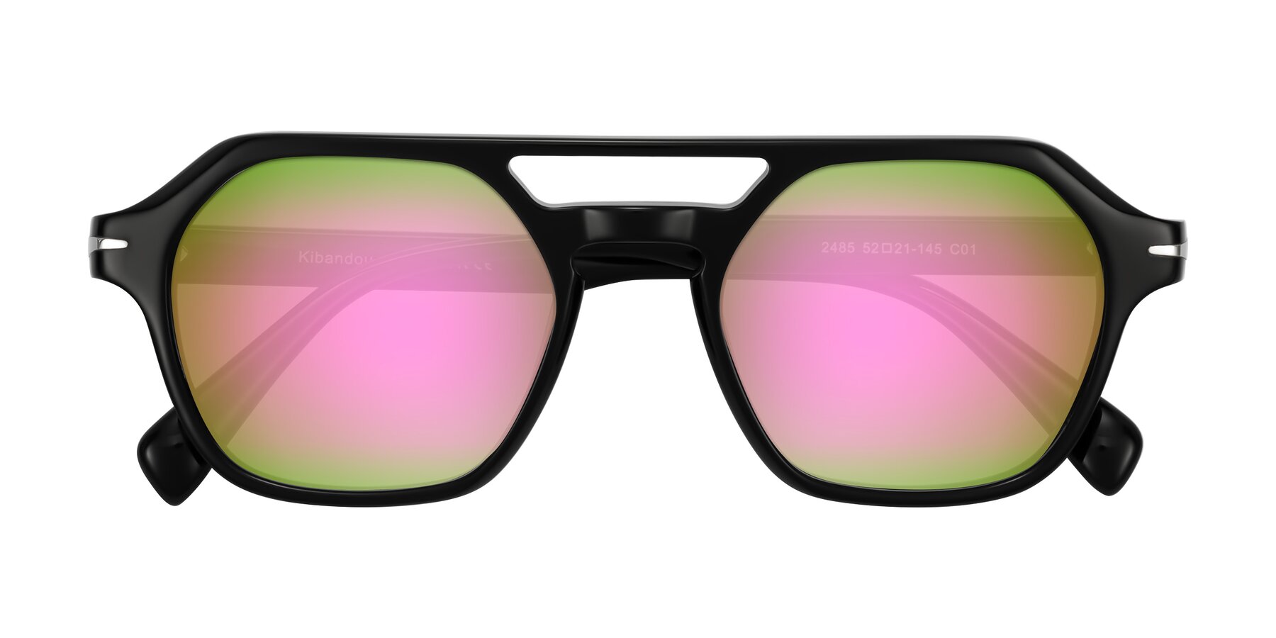 Folded Front of Kibandou in Black with Pink Mirrored Lenses