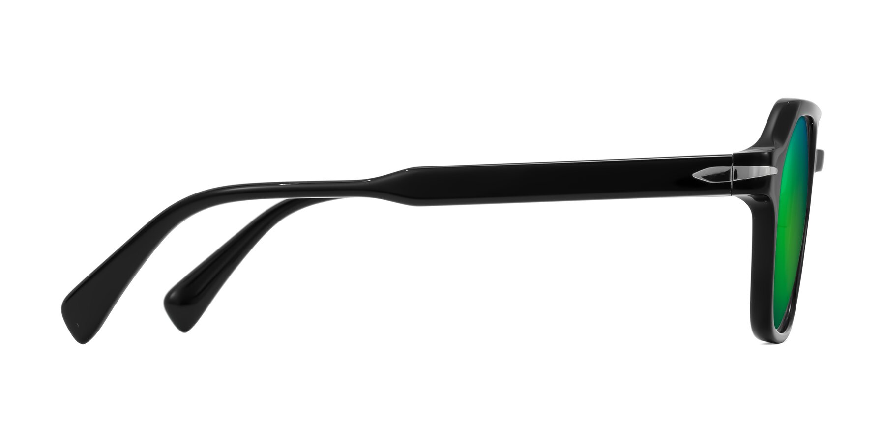 Side of Kibandou in Black with Green Mirrored Lenses
