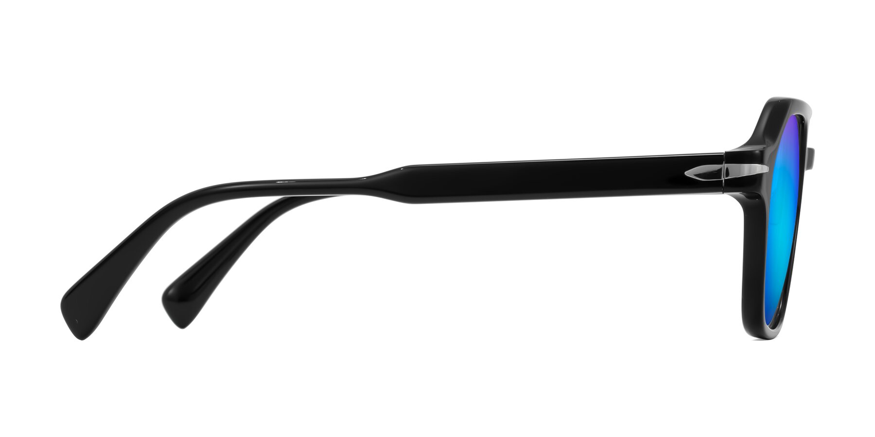 Side of Kibandou in Black with Blue Mirrored Lenses