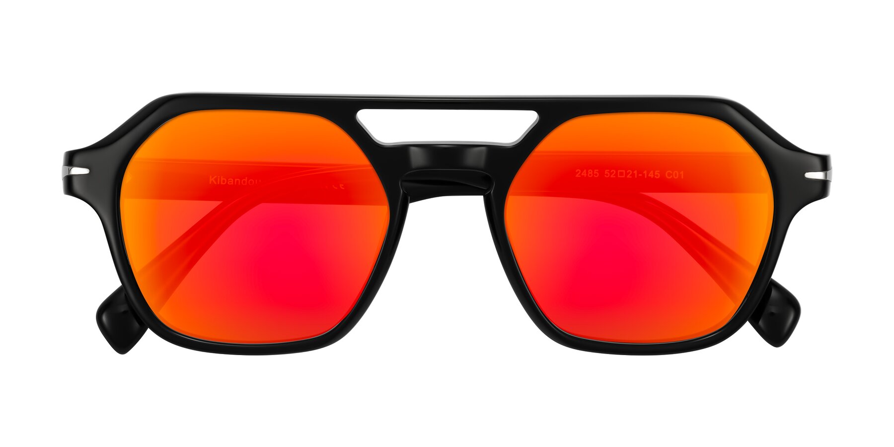 Folded Front of Kibandou in Black with Red Gold Mirrored Lenses