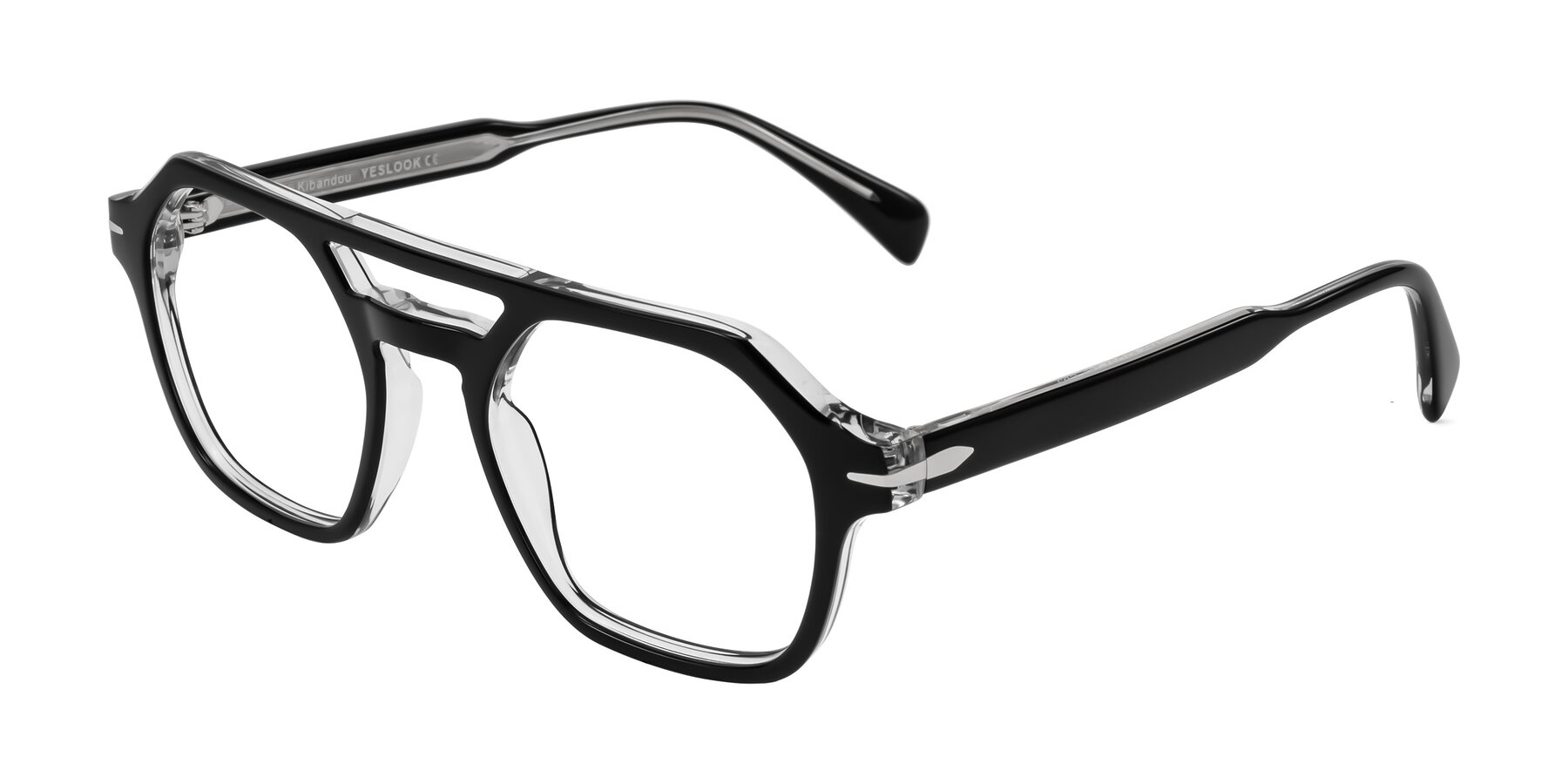 Angle of Kibandou in Black/Clear with Clear Eyeglass Lenses
