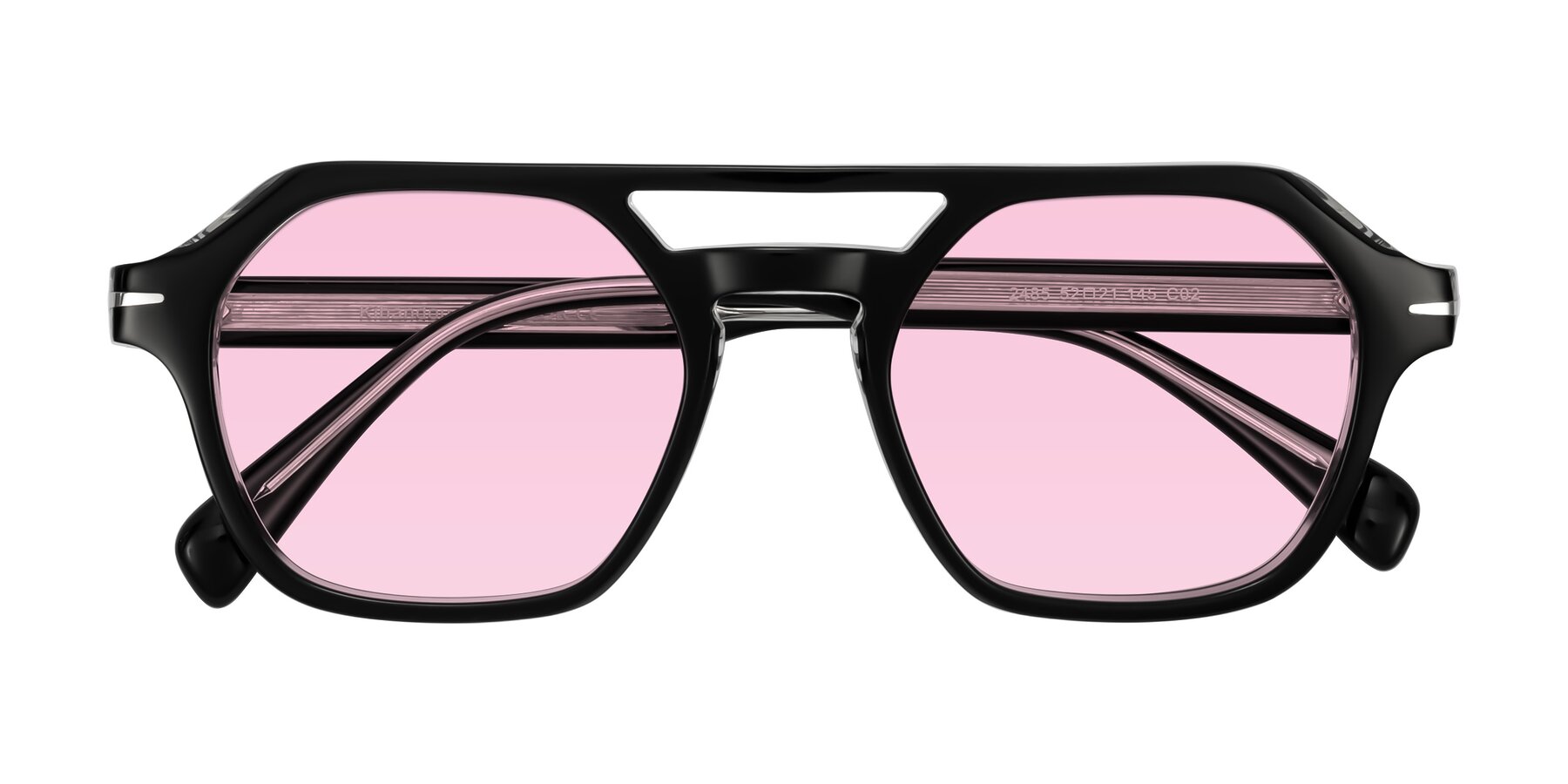 Folded Front of Kibandou in Black/Clear with Light Pink Tinted Lenses