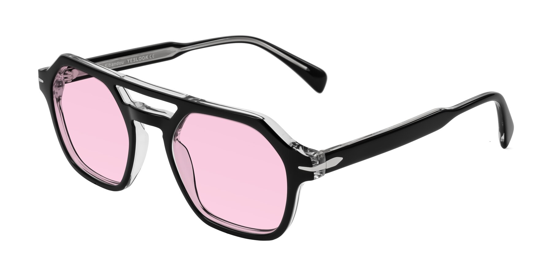 Angle of Kibandou in Black/Clear with Light Pink Tinted Lenses