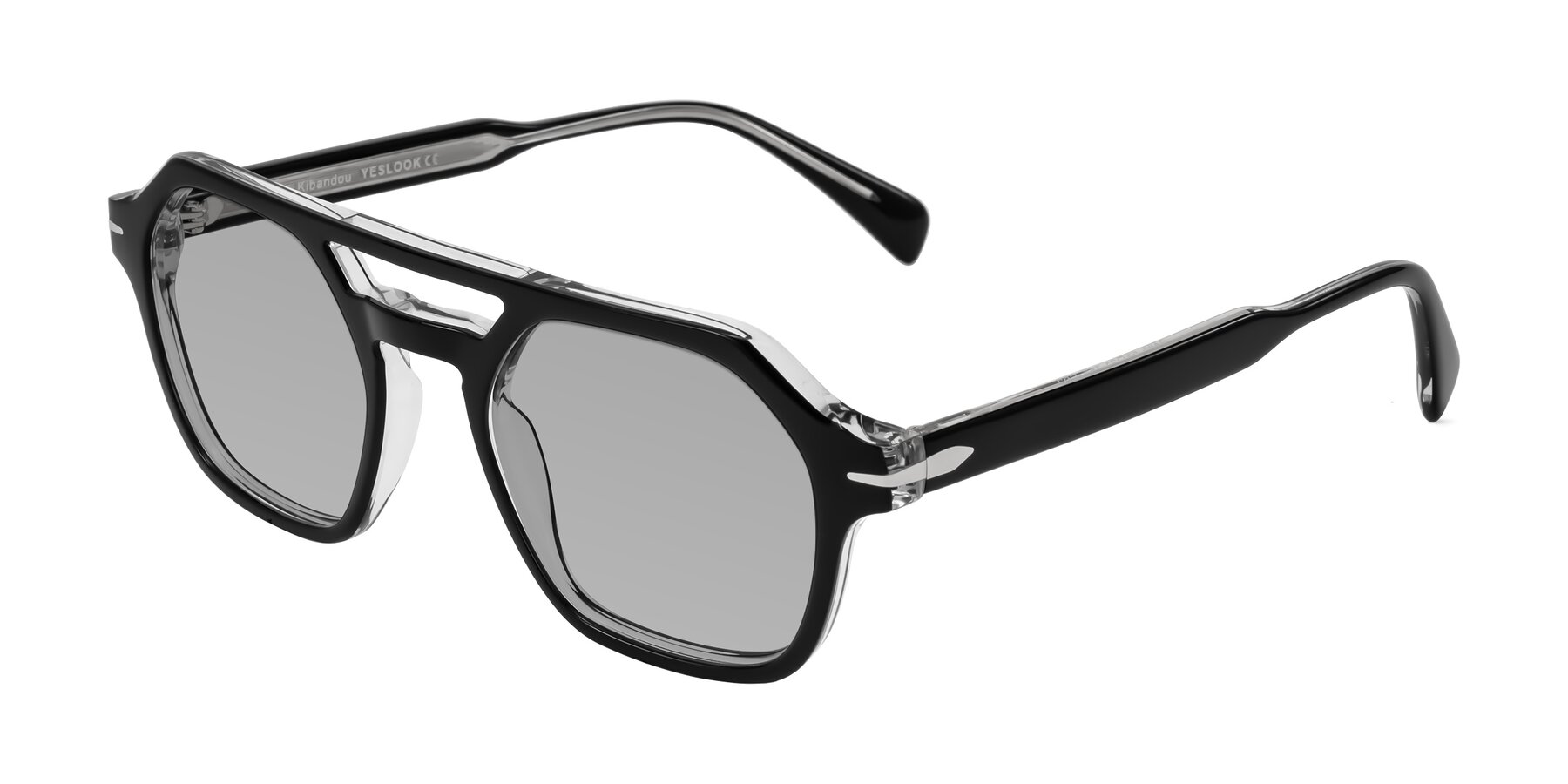 Angle of Kibandou in Black/Clear with Light Gray Tinted Lenses