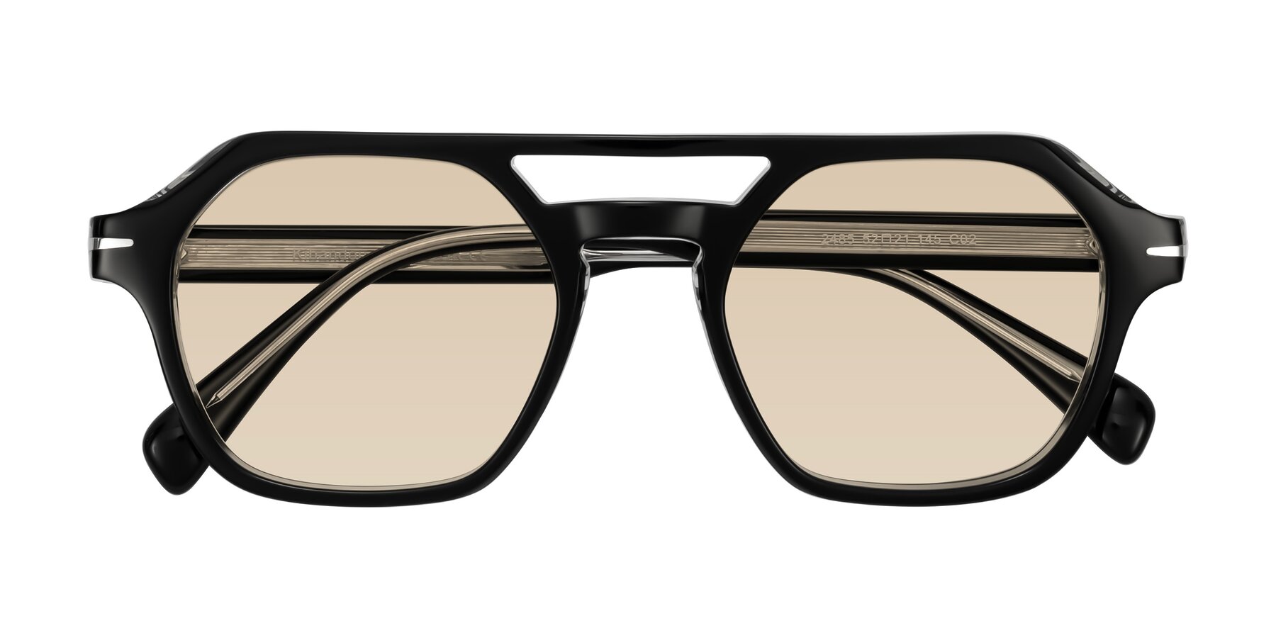 Folded Front of Kibandou in Black/Clear with Light Brown Tinted Lenses
