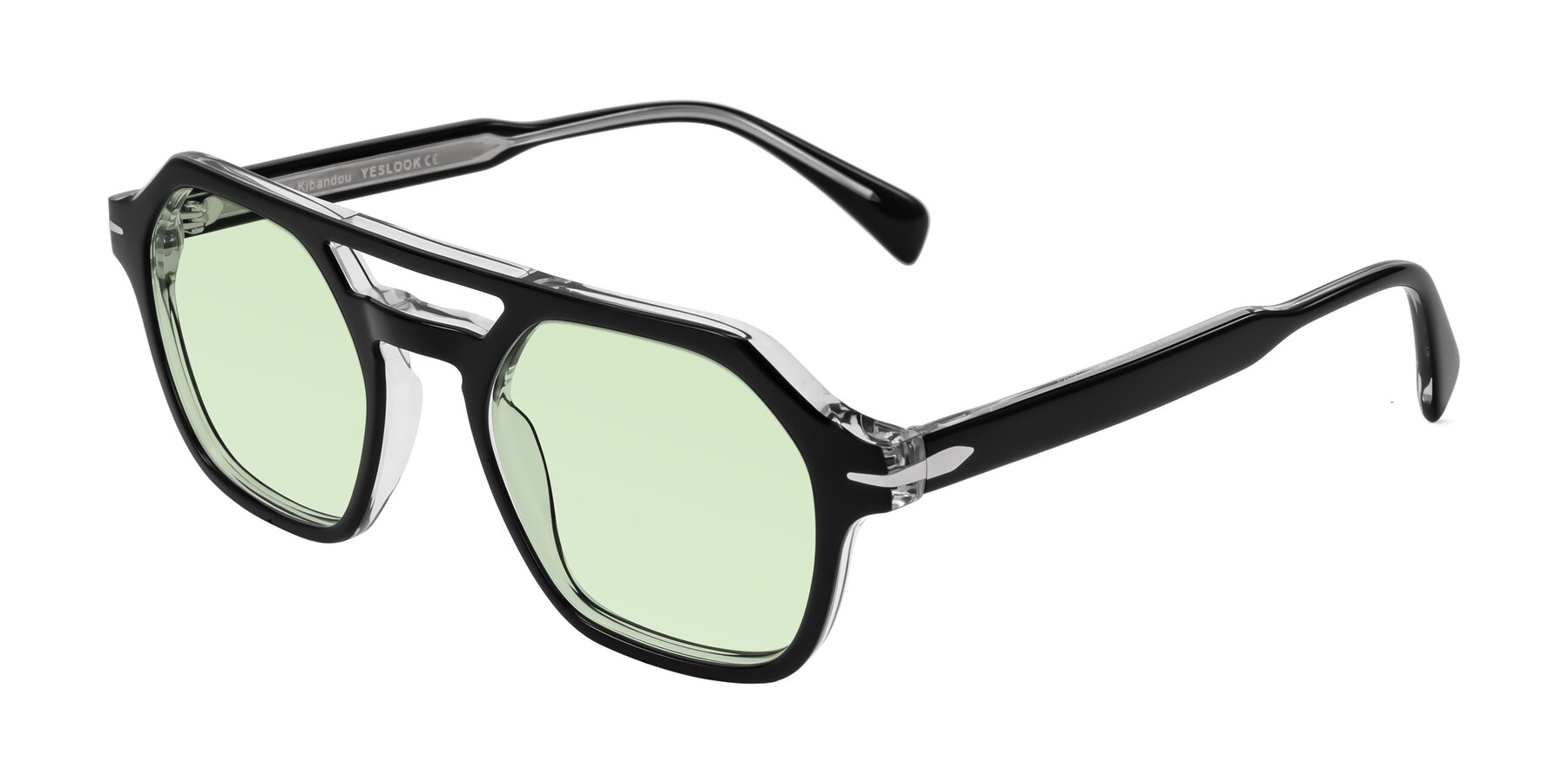 Angle of Kibandou in Black/Clear with Light Green Tinted Lenses