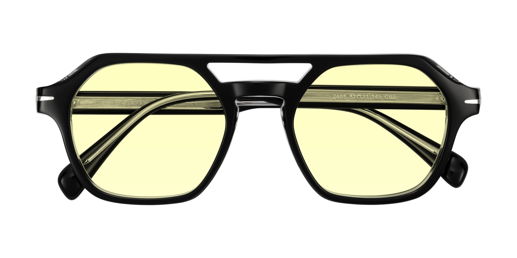 Folded Front of Kibandou in Black/Clear with Light Yellow Tinted Lenses
