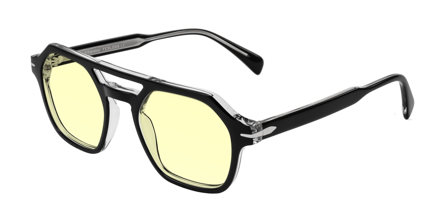 Angle of Kibandou in Black/Clear with Light Yellow Tinted Lenses